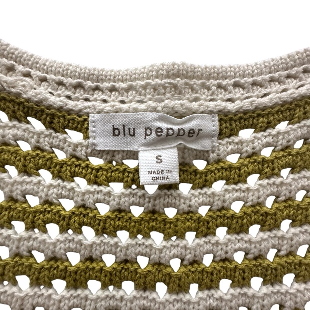 Striped Crochet Knit Tank Top in Kiwi by Blu Pepper Woman’s Small - Picture 5 of 11